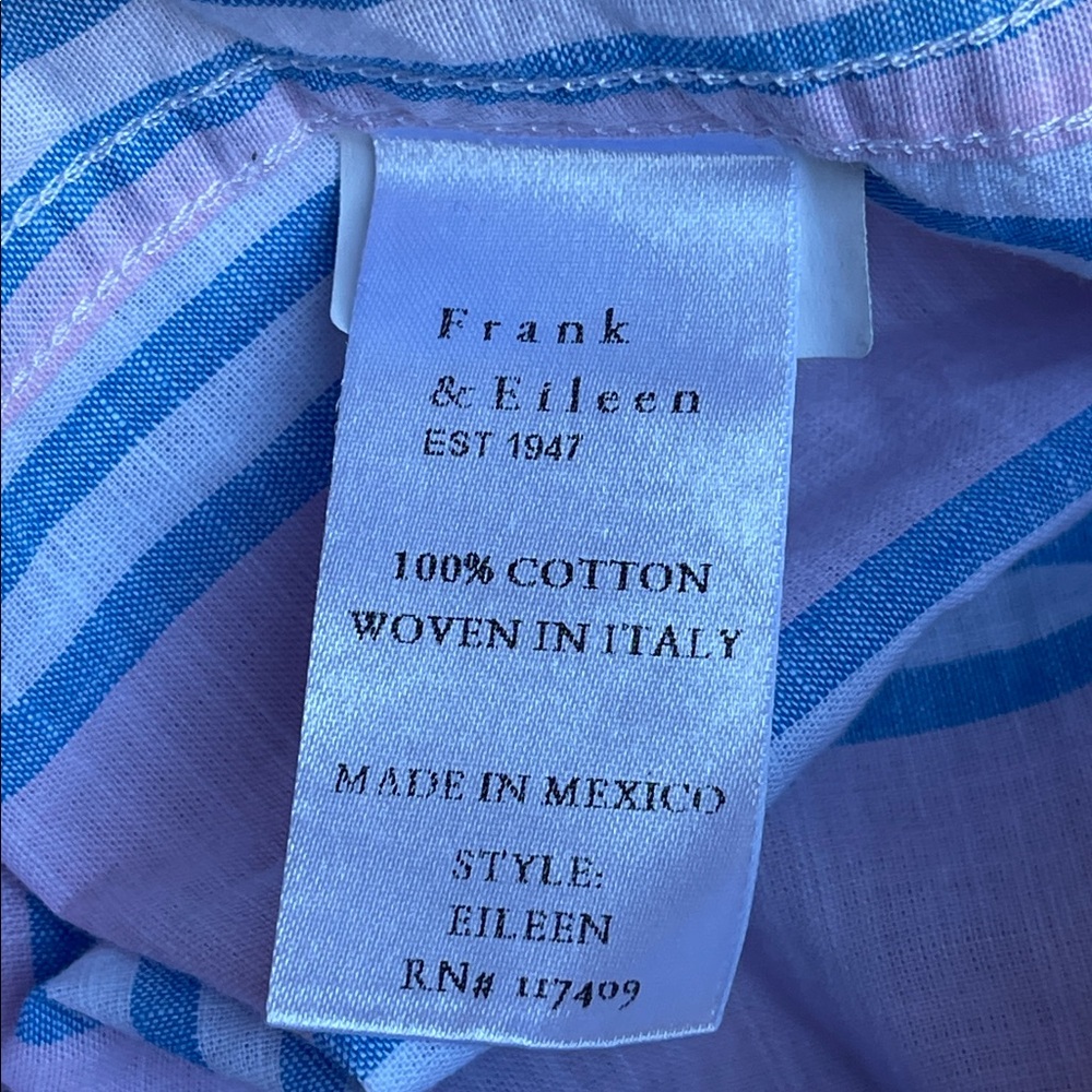Frank & Eileen "Eileen" Button Up in Pink and Blue Striped Shirt XL - Picture 10 of 11